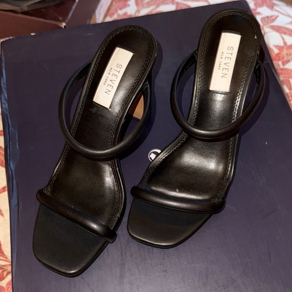 Steven Black Strappy Heels for Women - Picture 1 of 5
